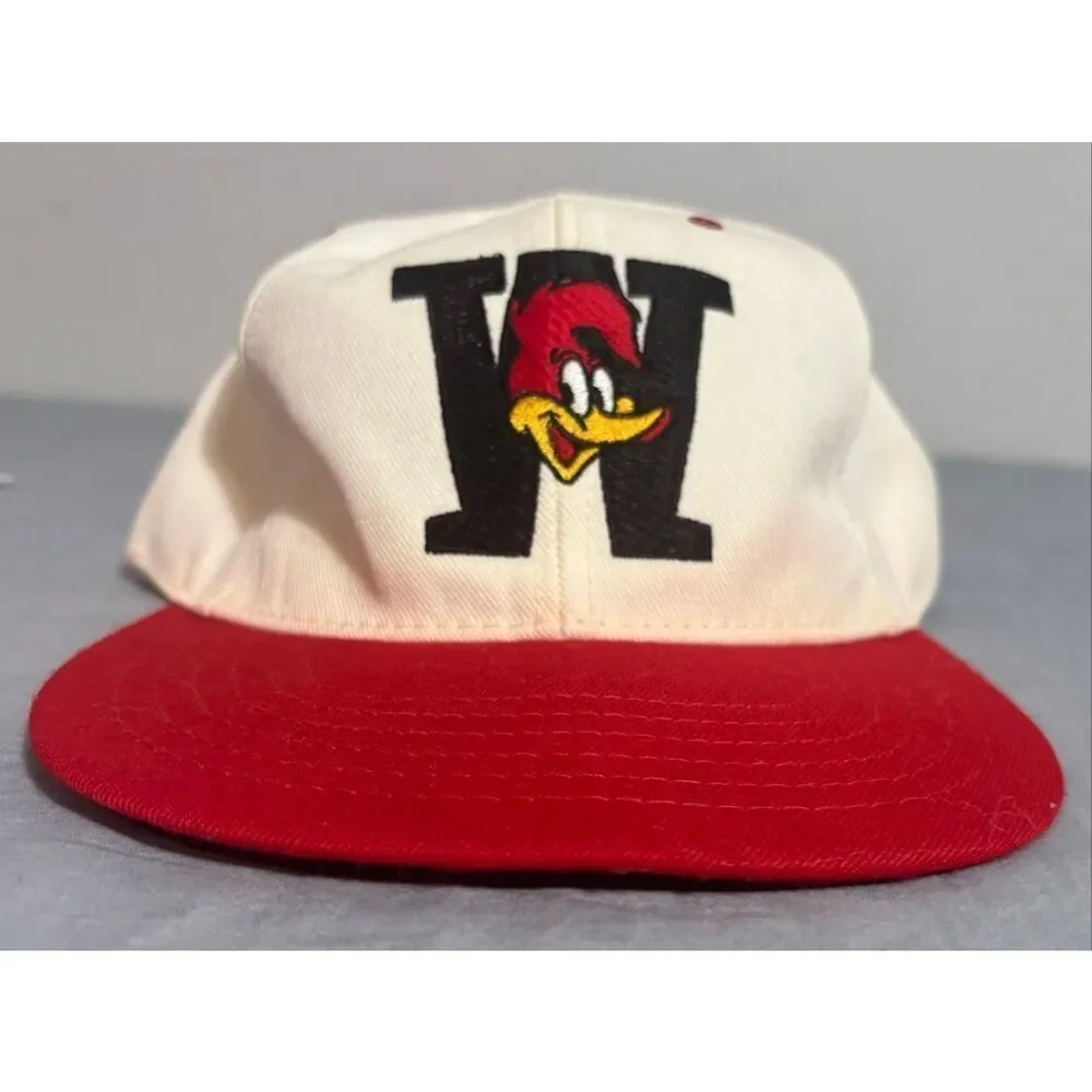 Vintage Woody Woodpecker Hat Cartoon Cap Universal Studios Red and White FLAW